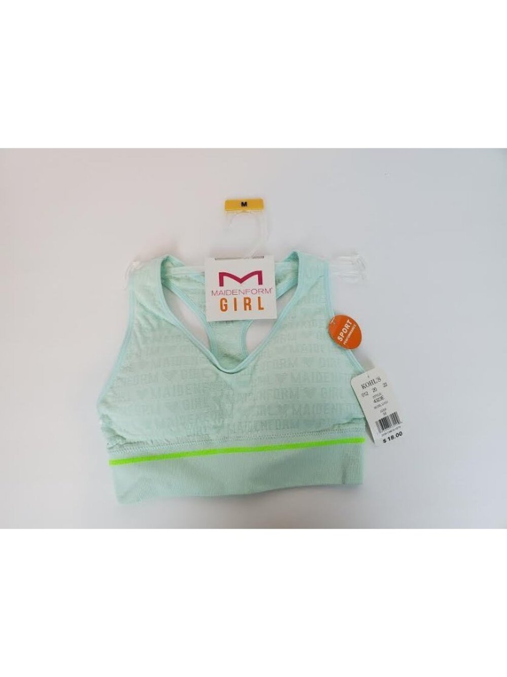 Maidenform Girl Mint Green Racerback Sport Performance Training Bra Medium